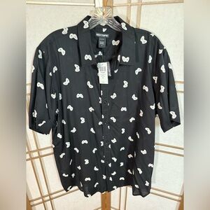 NWT Hot Topic Men’s Black Shirt XL with White Gaming Pattern - RARE